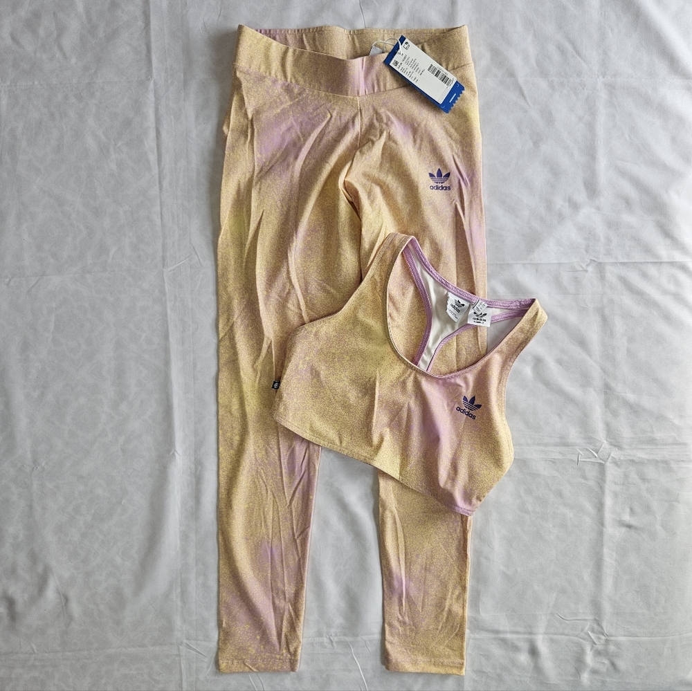 Adidas Womens S Bliss Lilac Leggings And Sports Bra New PRE-SALE SAMPLE SET